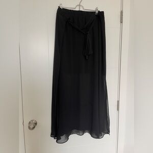 Black sheer midi skirt